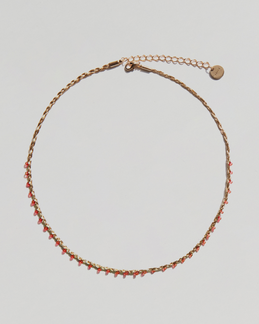 Golden thread beaded necklace (red)