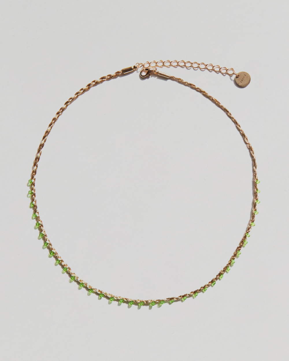 Golden thread beaded necklace (green)